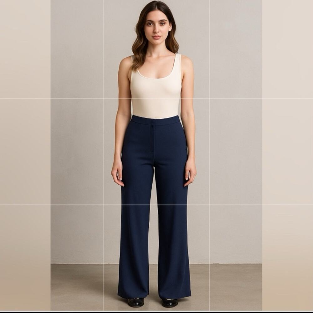 Sutton Studio navy silky wide leg pants. super comfy. size 8. NWT